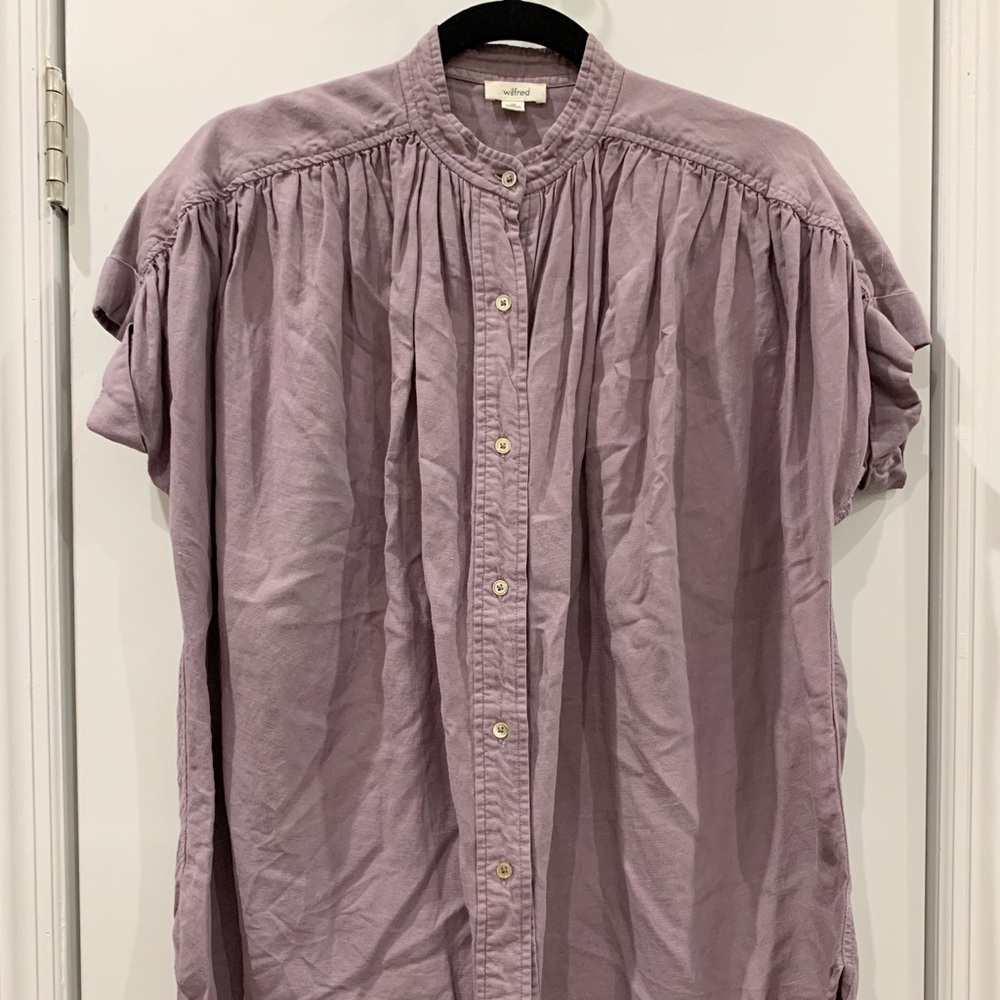 Wilfred purple dolman button-down shirt